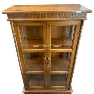 GL05 ตู้โชว์ไม้สัก 2 บานประตู