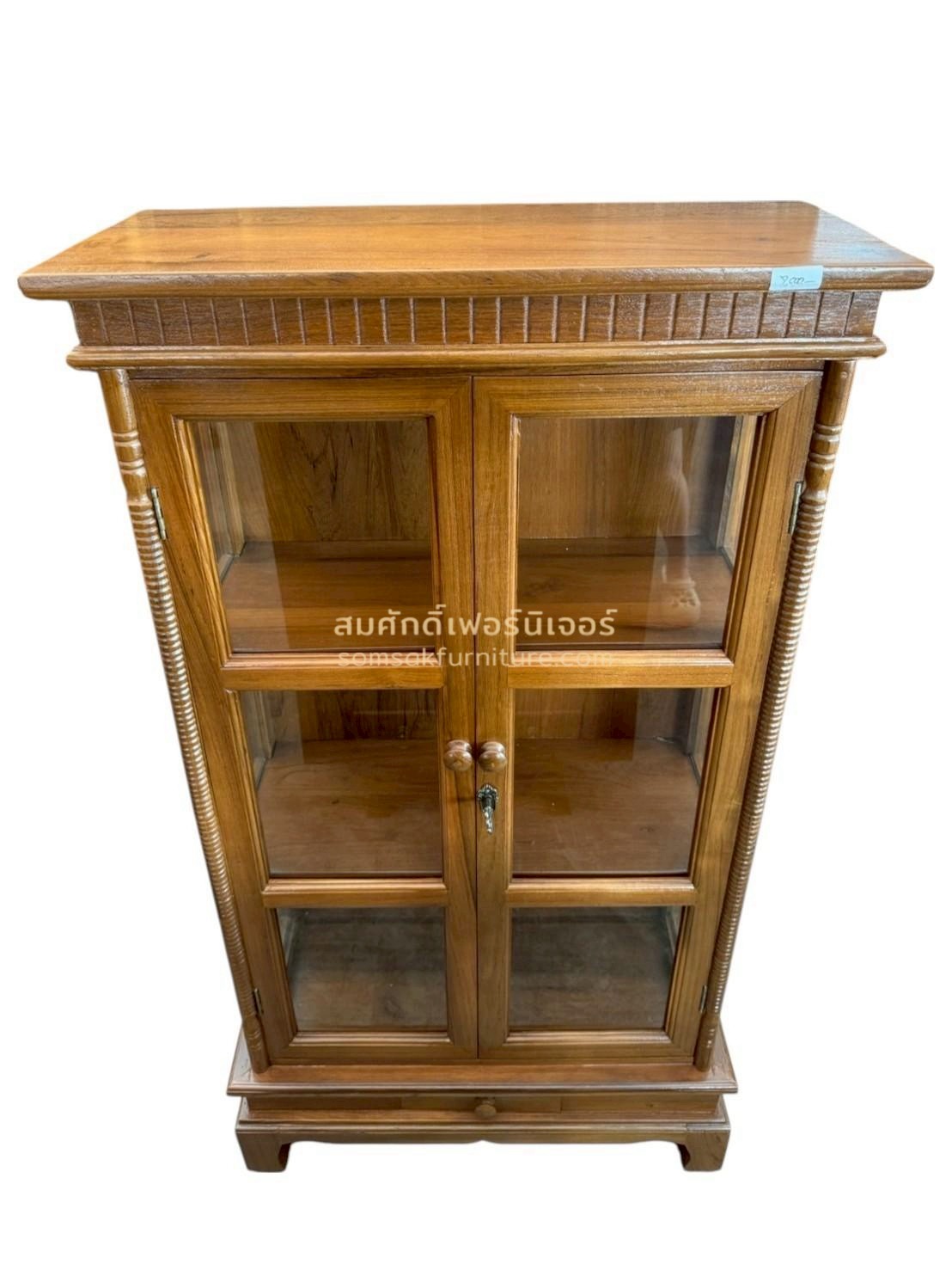 ตู้โชว์ไม้สัก 2 บานประตู